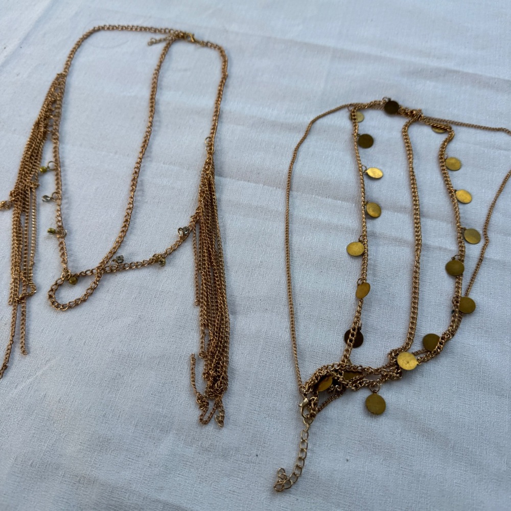Coach Head Chain Set Gold Festival Burning Man Boho Coin Dangle Accessory 2pc